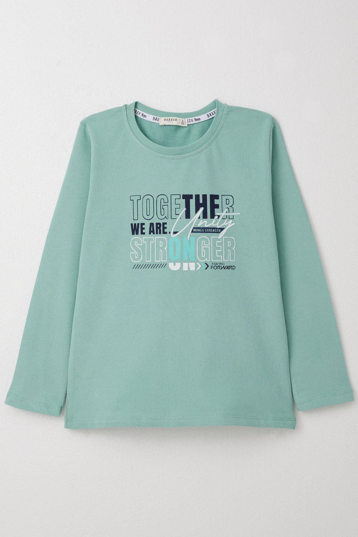 BRE Breeze Boys' Long Sleeve T-Shirt with Motivational Theme Printed Writing, 62 Years, Aqua Green - Druzhkivka