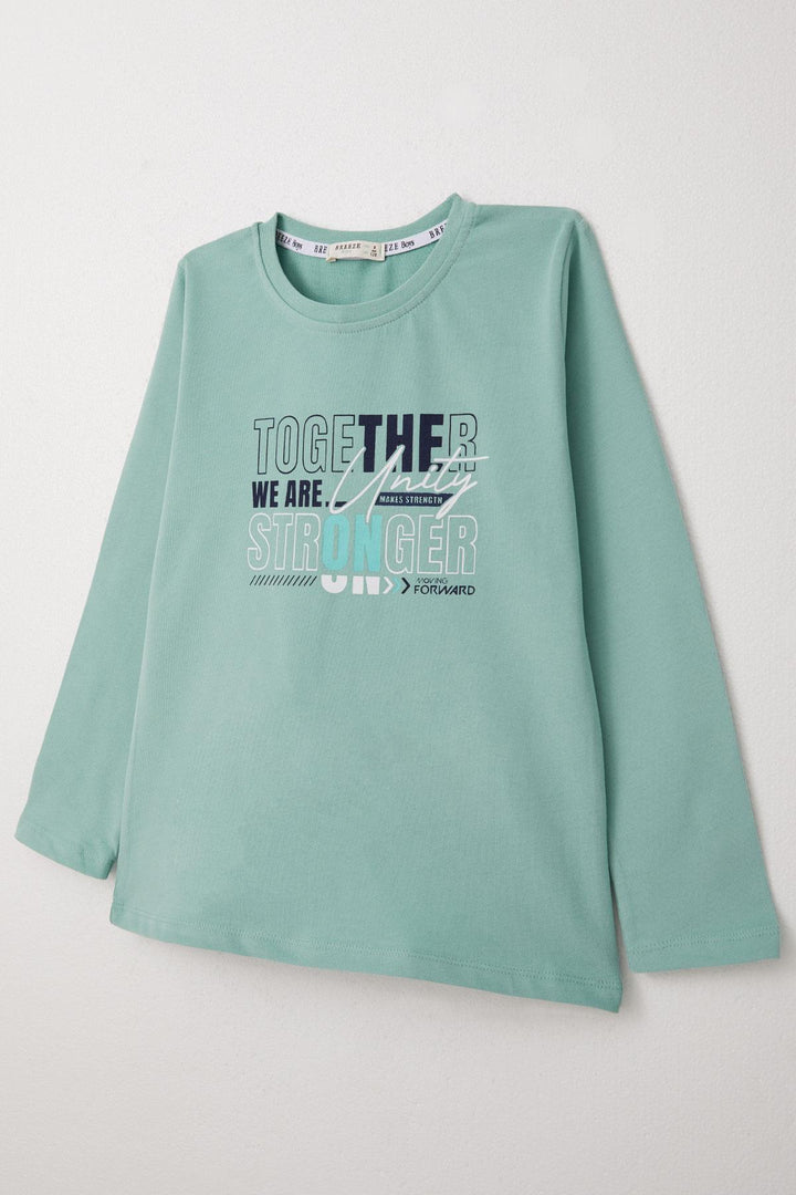 BRE Breeze Boys' Long Sleeve T-Shirt with Motivational Theme Printed Writing, 62 Years, Aqua Green - Druzhkivka