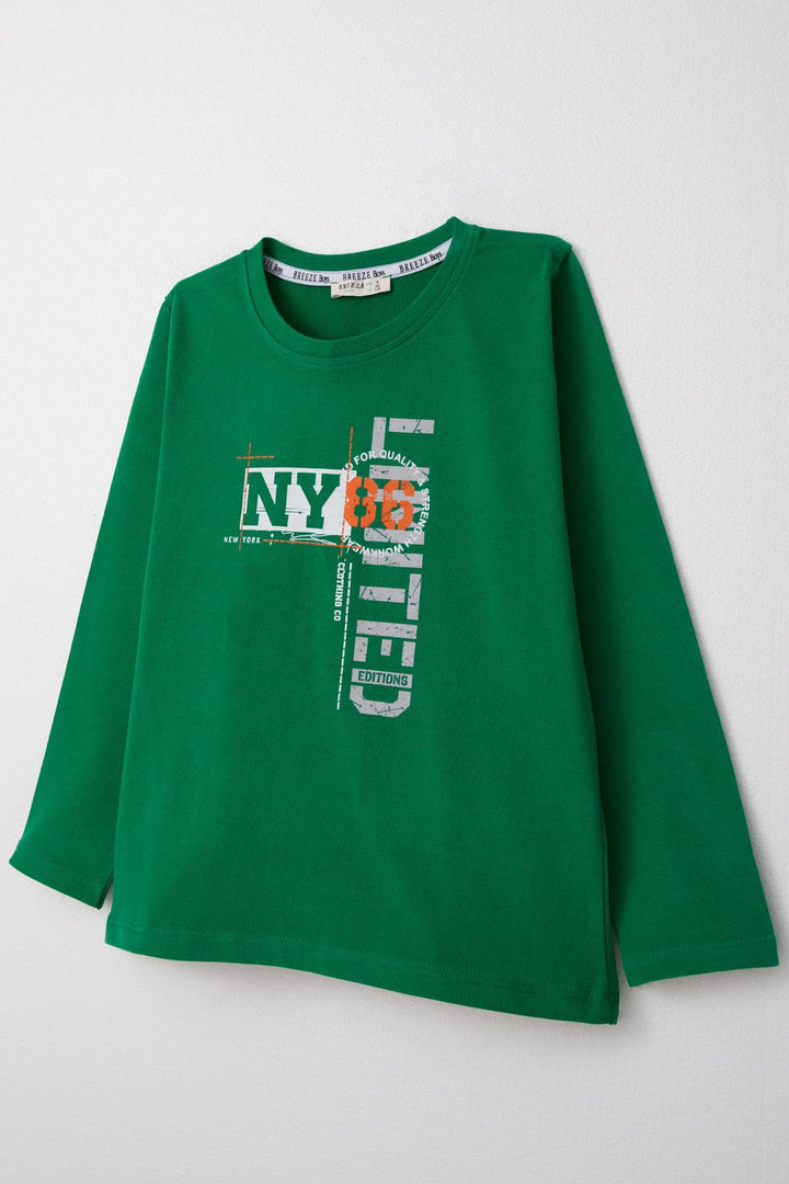 BRE Breeze Boys' Long Sleeve T-Shirt Printed with Text, 62 Years, Dark Green - Vélez-Málaga