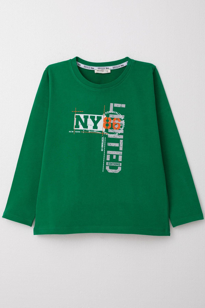 BRE Breeze Boys' Long Sleeve T-Shirt Printed with Text, 62 Years, Dark Green - Vélez-Málaga