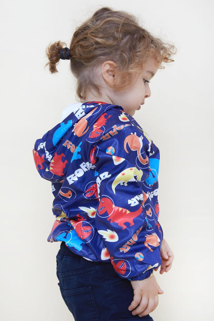 BRE Breeze Girls & Boys Boys Raincoat Roaring Dinosaurs Patterned 1-5 Years, Navy Blue - Fitchburg