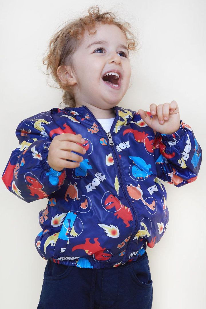 BRE Breeze Girls & Boys Boys Raincoat Roaring Dinosaurs Patterned 1-5 Years, Navy Blue - Fitchburg