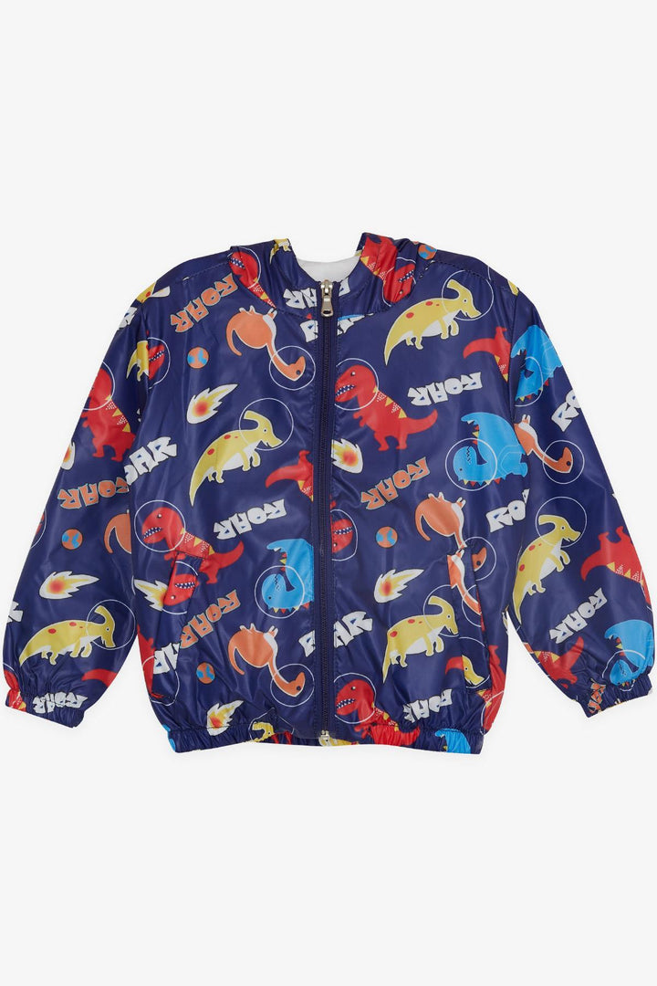 BRE Breeze Girls & Boys Boys Raincoat Roaring Dinosaurs Patterned 1-5 Years, Navy Blue - Fitchburg