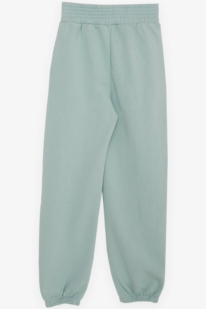 BRE Breeze Girl's Elastic Waistband Cuffed Pants with Elastic Pockets, 94 Years, Aqua Green. - Bacău