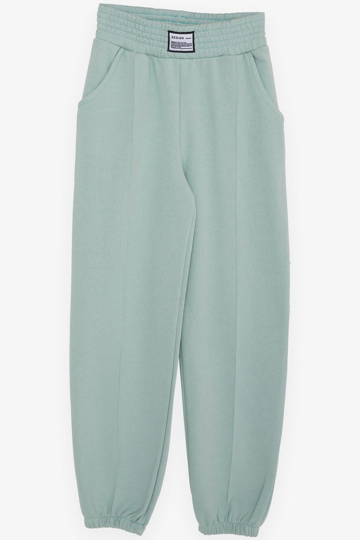 BRE Breeze Girl's Elastic Waistband Cuffed Pants with Elastic Pockets, 94 Years, Aqua Green. - Bacău