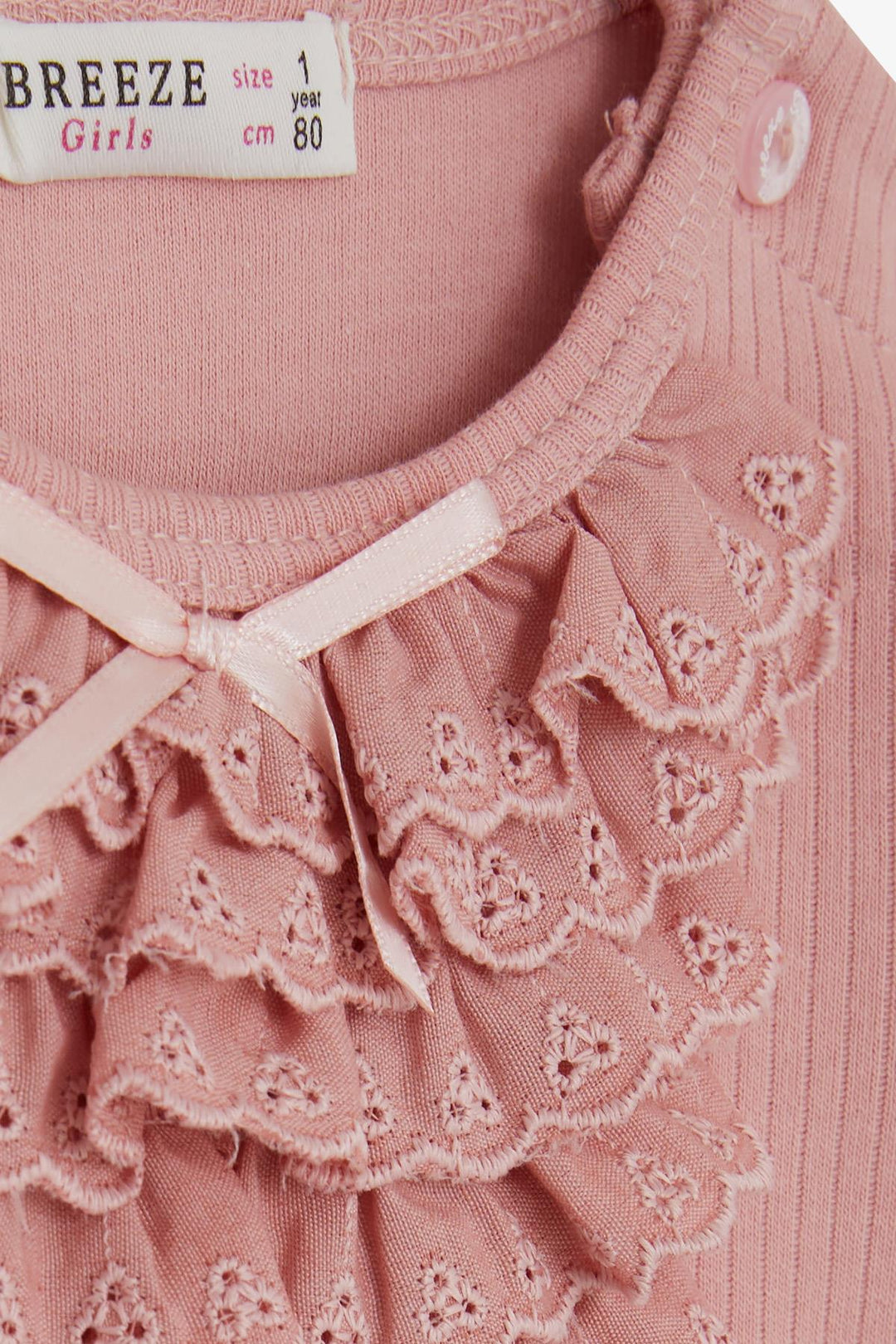 BRE Breeze Baby Girl Blouse with Lace and Bow, 6 Months-2 Years, Rose Pink - Hattingen