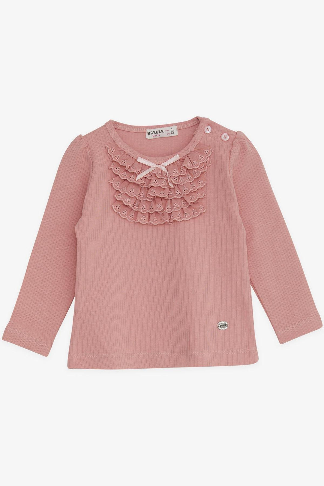 BRE Breeze Baby Girl Blouse with Lace and Bow, 6 Months-2 Years, Rose Pink - Hattingen