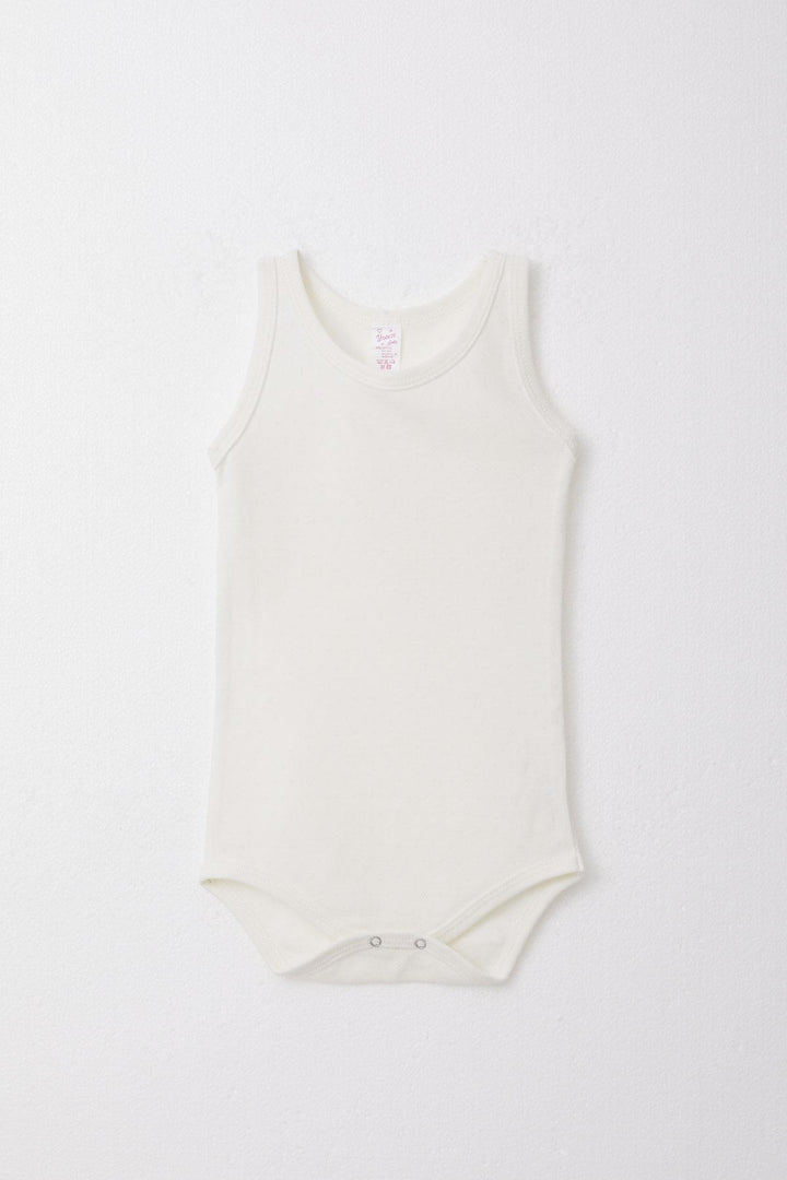 BRE Breeze Baby Girl Snap Fastener Tank Top Bodysuit Jacquard 9 أشهر - 3 سنوات، إكرو - تورينجتون