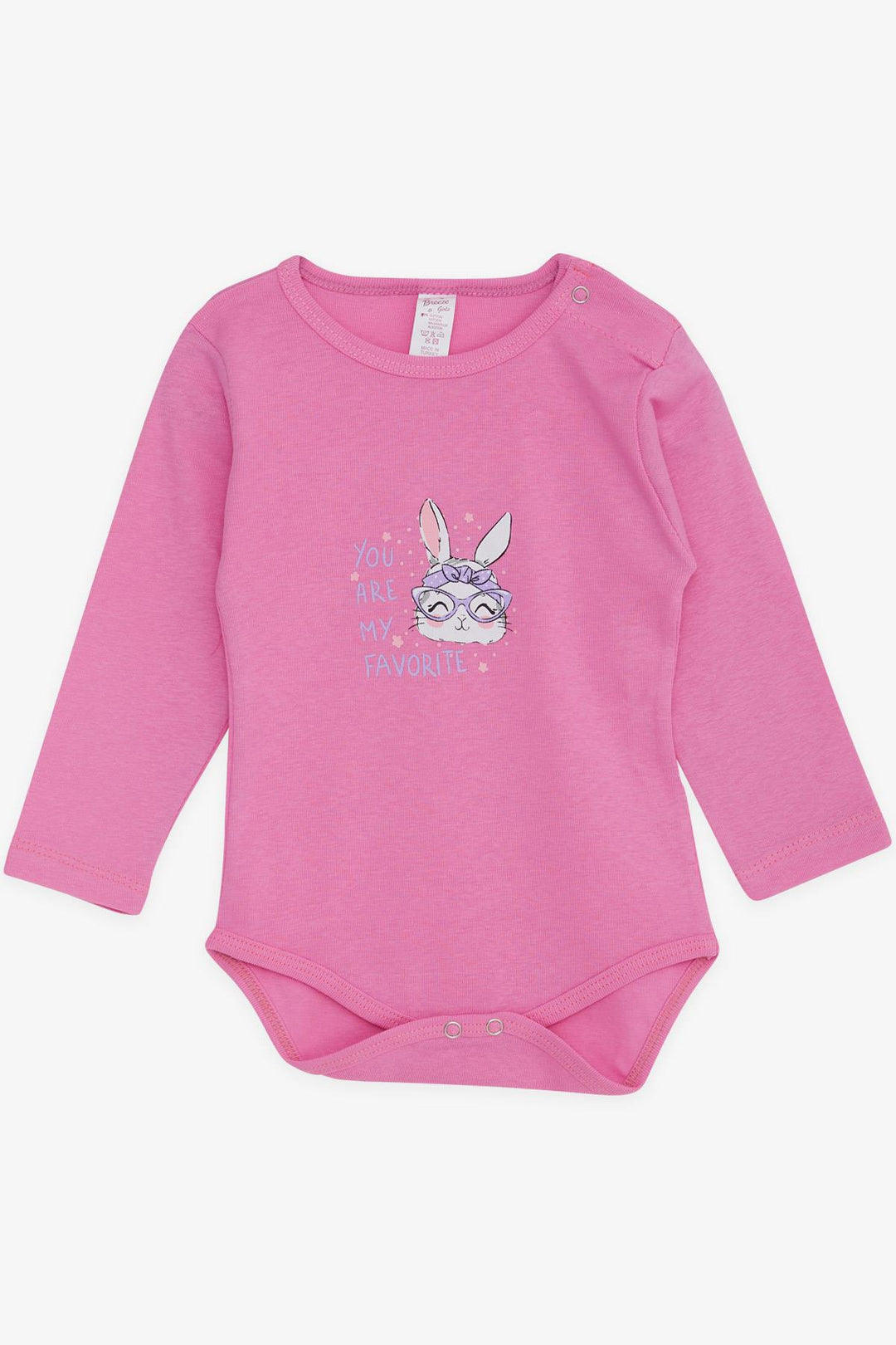 BRE Breeze Baby Girl Snap Bodysuit with Bunny Print Glasses, 9 Months-3 Years, Pink - Billerica