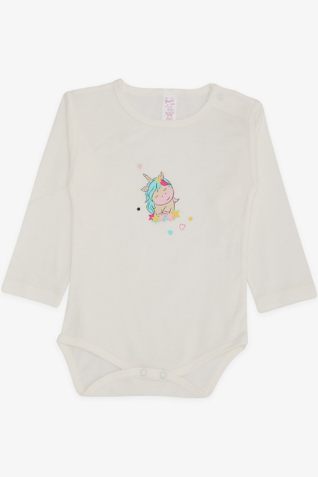 BRE Breeze Baby Girl Snap Bodysuit Unicorn Printed 9 Months-3 Years, Ecru - Lac-Brome