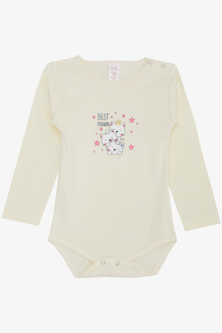 BRE Breeze Baby Girl Snap Fastener Bodysuit Friendship Themed Princess Kittens مطبوعة من 9 أشهر إلى 3 سنوات، كريمي - تشيزينا