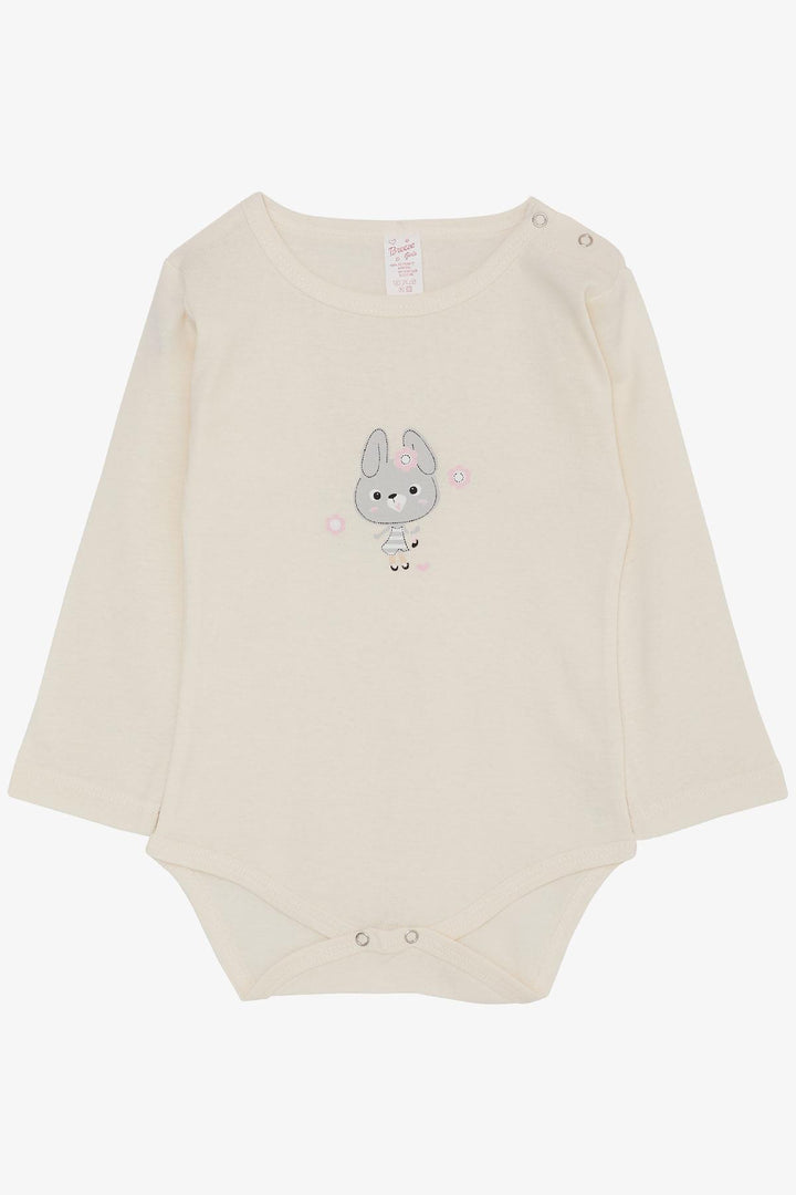 Bre Girl Baby Snap Caster Bodysuit с милым припечатками кролика 9 месяцев 3 года, крем - Монтихо