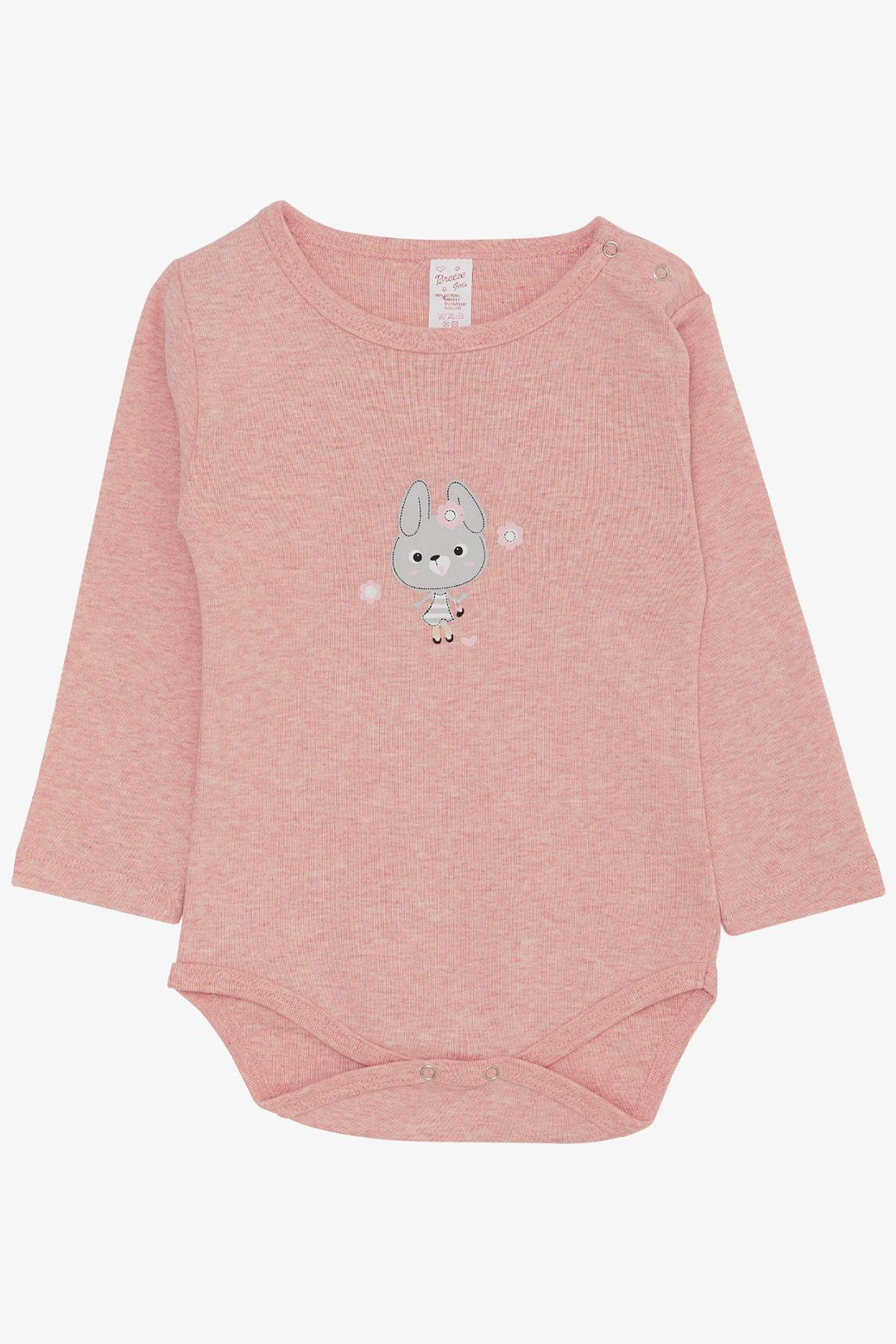 BRE Breeze Baby Girl Snap Bodysuit with Bunny Print 9 Months-3 Years, Pink Melange - Brookfield