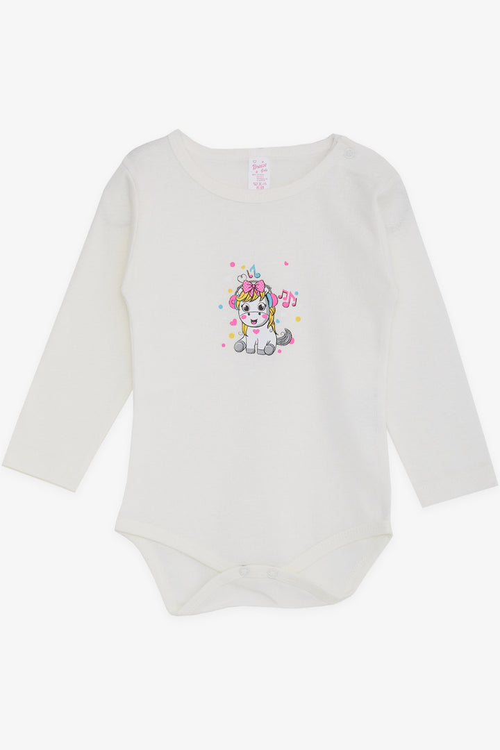 بدلة للجسم BRE Breeze Baby Girl Snap Fastener مع طباعة يونيكورن مبهجة، 9 أشهر - 3 سنوات، إكرو - Tecámac