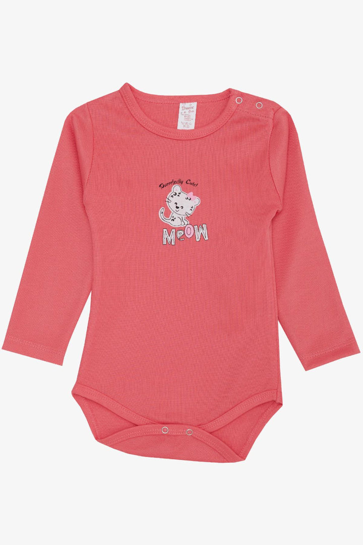 BRE Breeze Baby Girl Snap Bodysuit Cute Baby Kitty مطبوعة 9 أشهر - 3 سنوات، مرجاني - نانت