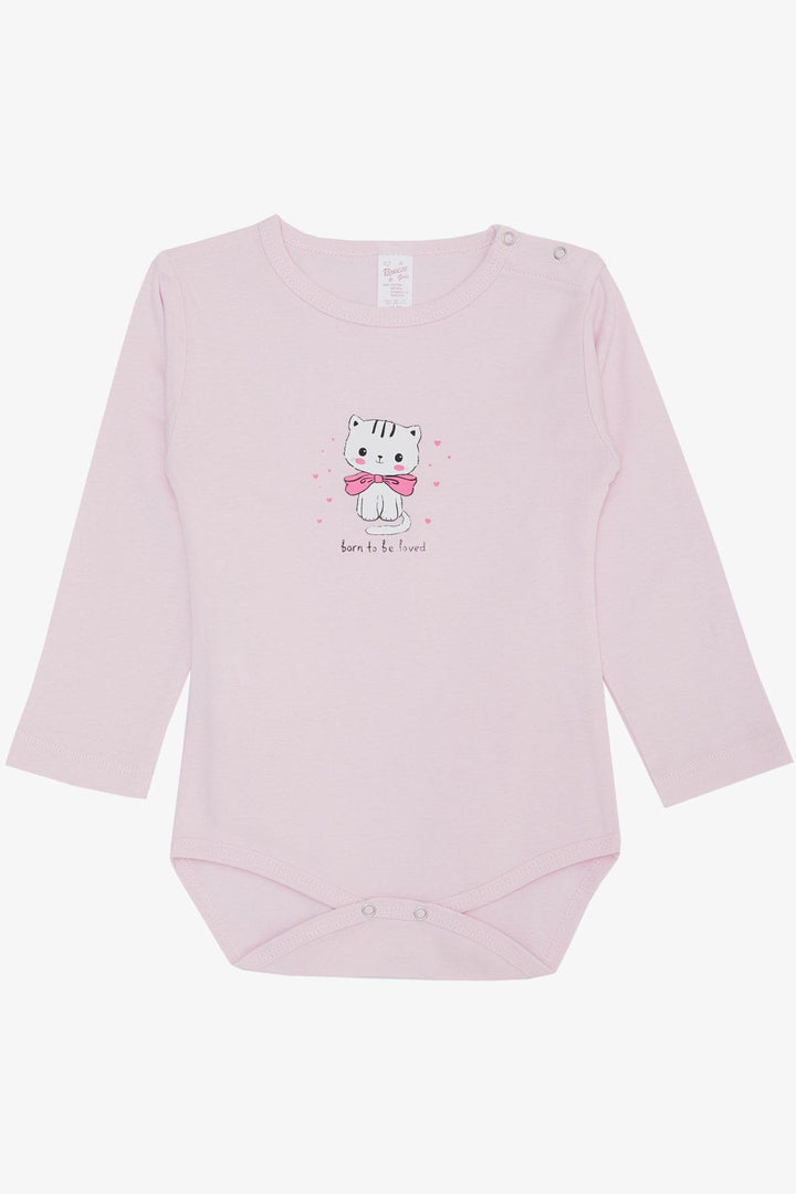 BRE Breeze Baby Girl Snap Fastener Bodysuit Love Themed Kitty مطبوعة 9 أشهر - 3 سنوات، وردي - سان فرانسيسكو