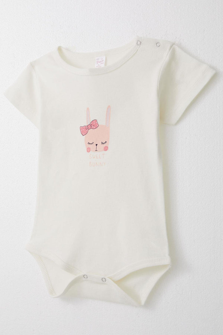 BRE Breeze Baby Girl Snap Fastener Romper Bodysuit لطيف الأرنب مطبوع 9 أشهر - 3 سنوات، إكرو - دير بارك