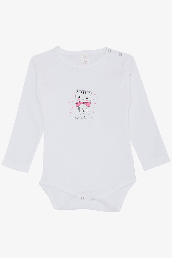 BRE Breeze Baby Girl Snap Bodysuit Love Themed Kitty مطبوعة 9 أشهر - 3 سنوات، أبيض - Duisburg