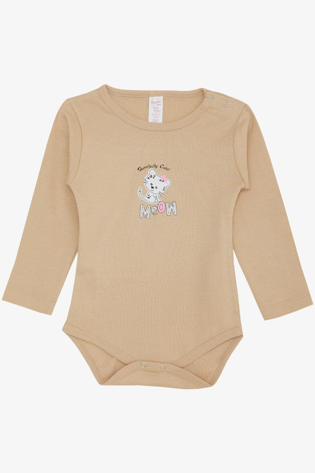 BRE Breeze Baby Girl Snap Bodysuit Cute Baby Cat Printed 9 Months-3 Years, Beige - Santa Cruz Xoxocotlán