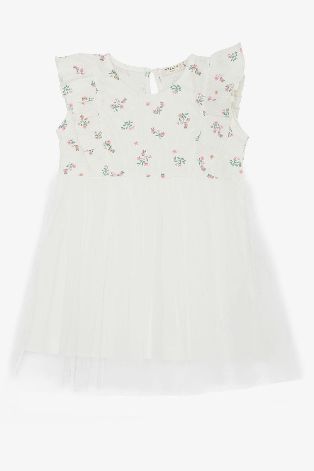 BRE Breeze Baby Girl Dress Floral Tulle Frilly 9 Months-3 Years, White - Bracknell