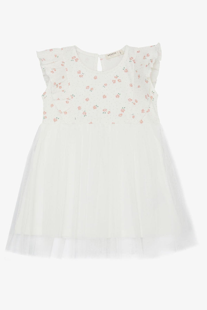 BRE Breeze Baby Girl Dress Floral Tulle Frilly 9 Months-3 Years, Ecru - St. Cloud