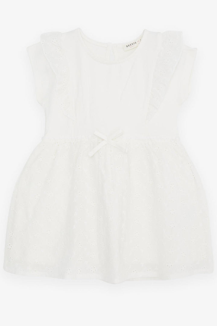 BRE Breeze Baby Girl Dress with Bow Embroidery Lace 9 Months-3 Years, Ecru - Feltham