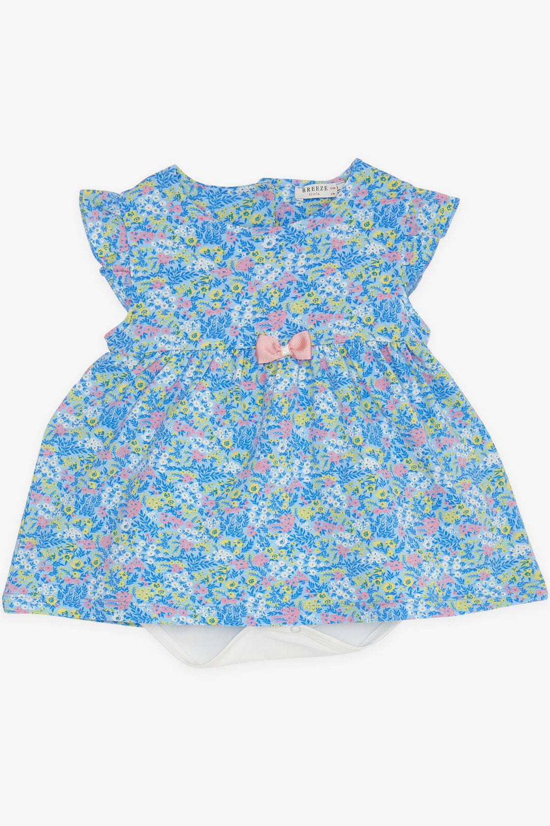 BRE Breeze Baby Girl Dress with Floral Patterned Bow 9 Months-3 Years, Blue - Cuyahoga Falls