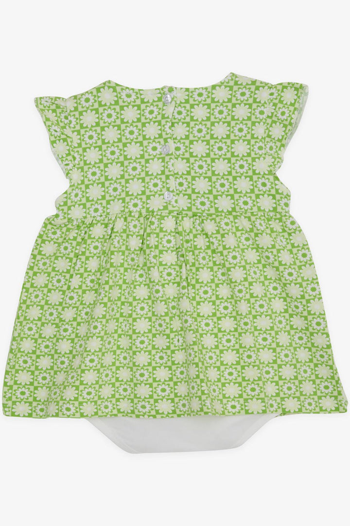 BRE Breeze Baby Girl Dress with Floral Patterned Bow 9 Months-3 Years, Pistachio Green - Walsall