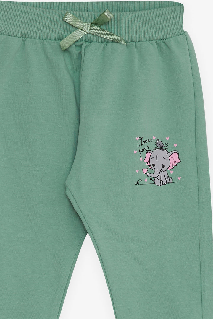 BRE Breeze Baby Girl Sweatpants Baby Elephant Printed 6 Months-2 Years, Mint Green - Spokane