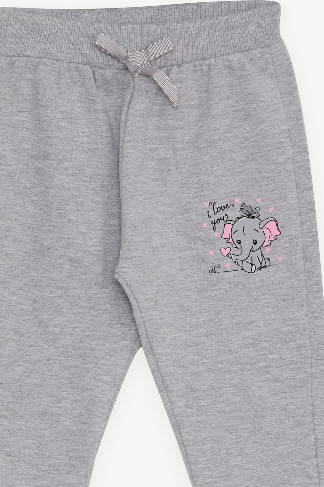 BRE Breeze Baby Girl Sweatpants Baby Elephant Printed 6 Months-2 Years, Grey Melange - Geneva