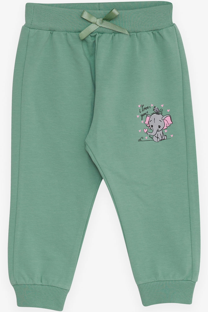 BRE Breeze Baby Girl Sweatpants Baby Elephant Printed 6 Months-2 Years, Mint Green - Spokane