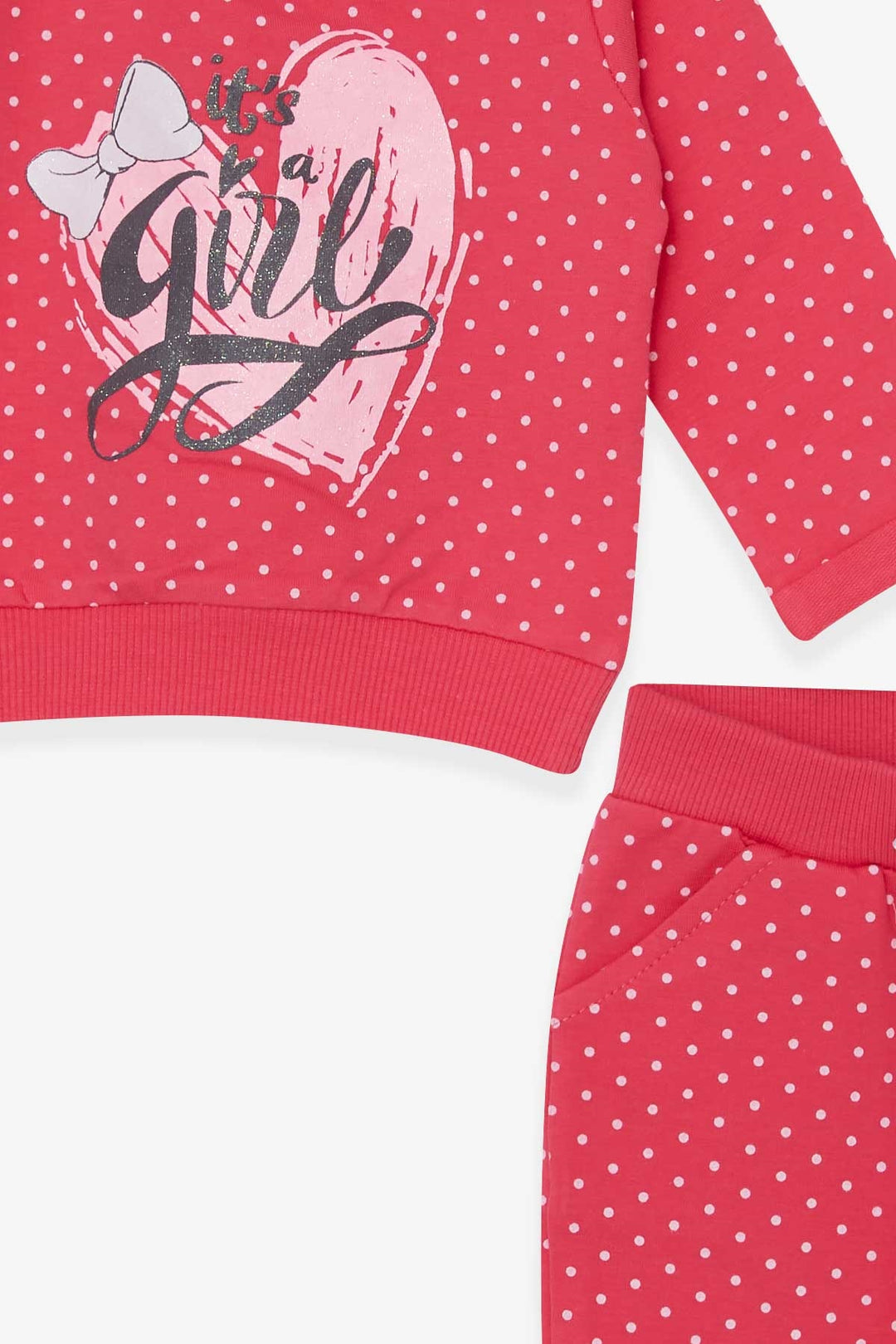 BRE Breeze Girl Baby Tracksuit Polka Dot Glitter Printed 6 Months-2 Years, Coral - Valle de Bravo