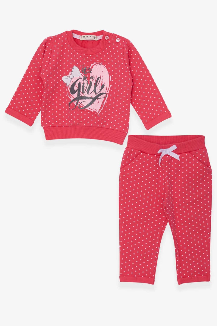 BRE Breeze Girl Baby Tracksuit Polka Dot Glitter Printed 6 Months-2 Years, Coral - Valle de Bravo