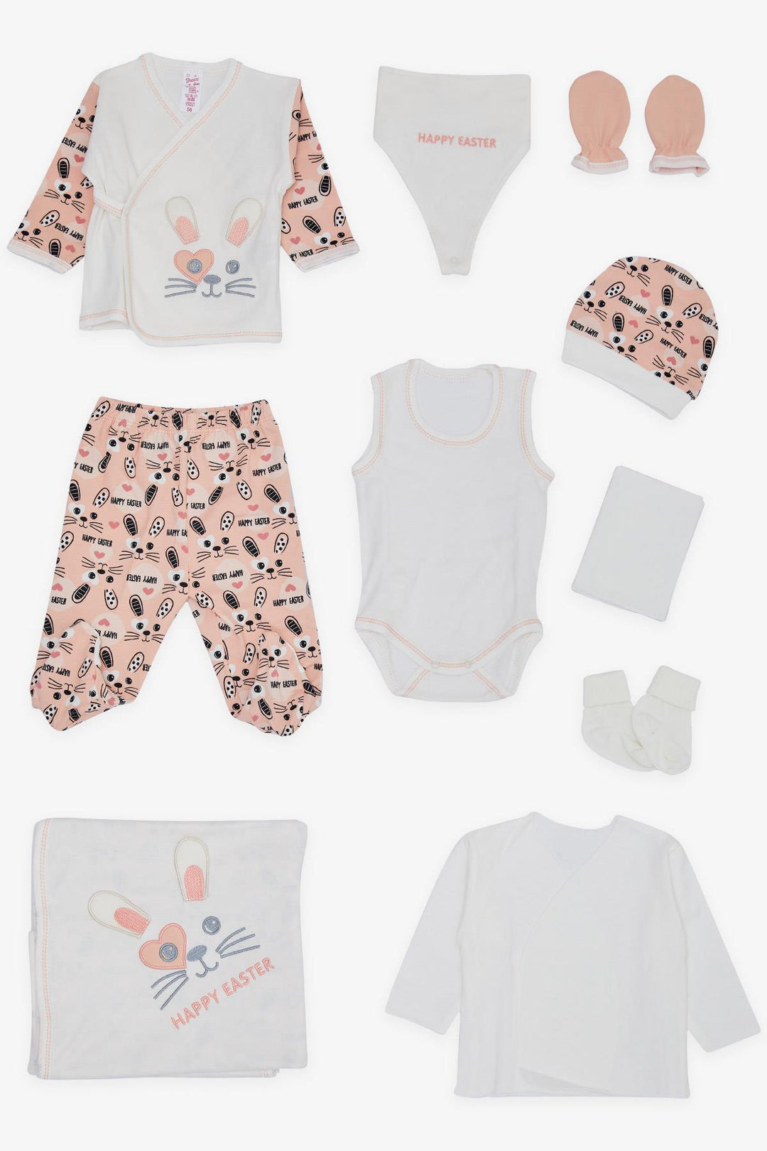 BRE Breeze Baby Girl Hospital Outfit 10-Piece Cute Bunny Embroidered Set, White - Córdoba