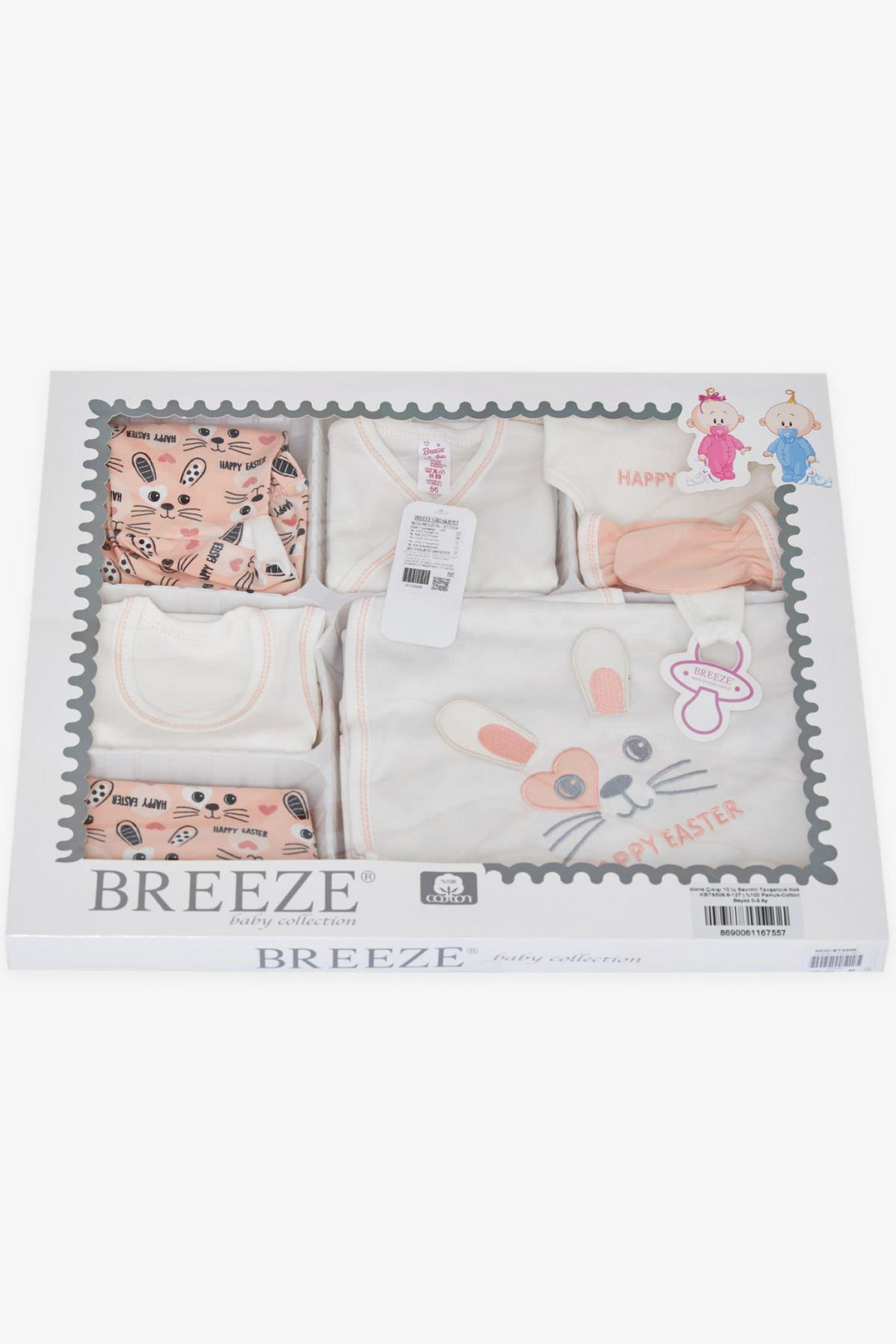 BRE Breeze Baby Girl Hospital Outfit 10-Piece Cute Bunny Embroidered Set, White - Córdoba