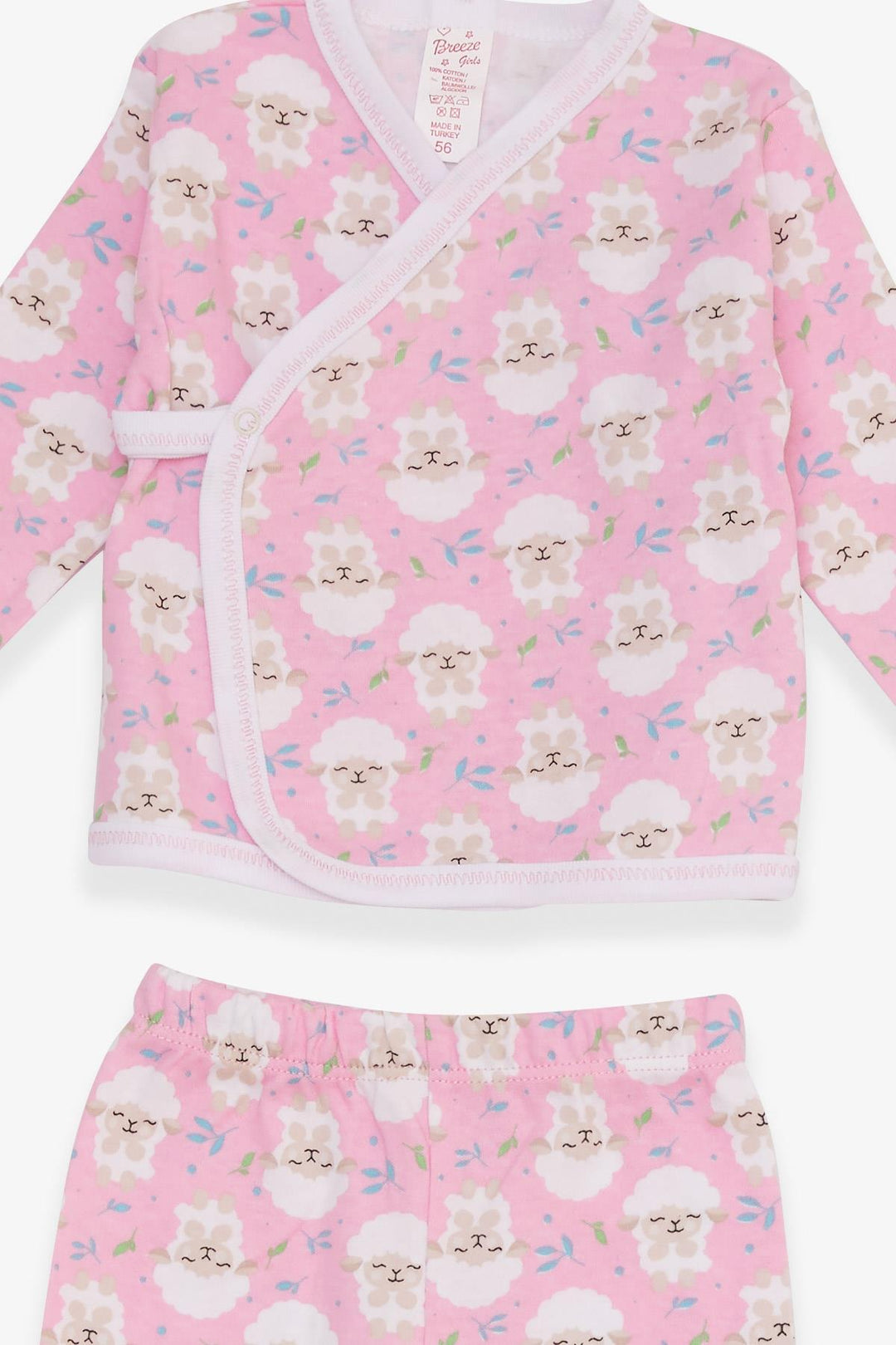 BRE Breeze Baby Girl Hospital Outfit 3-Piece Lamb Patterned 0-3 Months-4 Months, Pink - Ponce