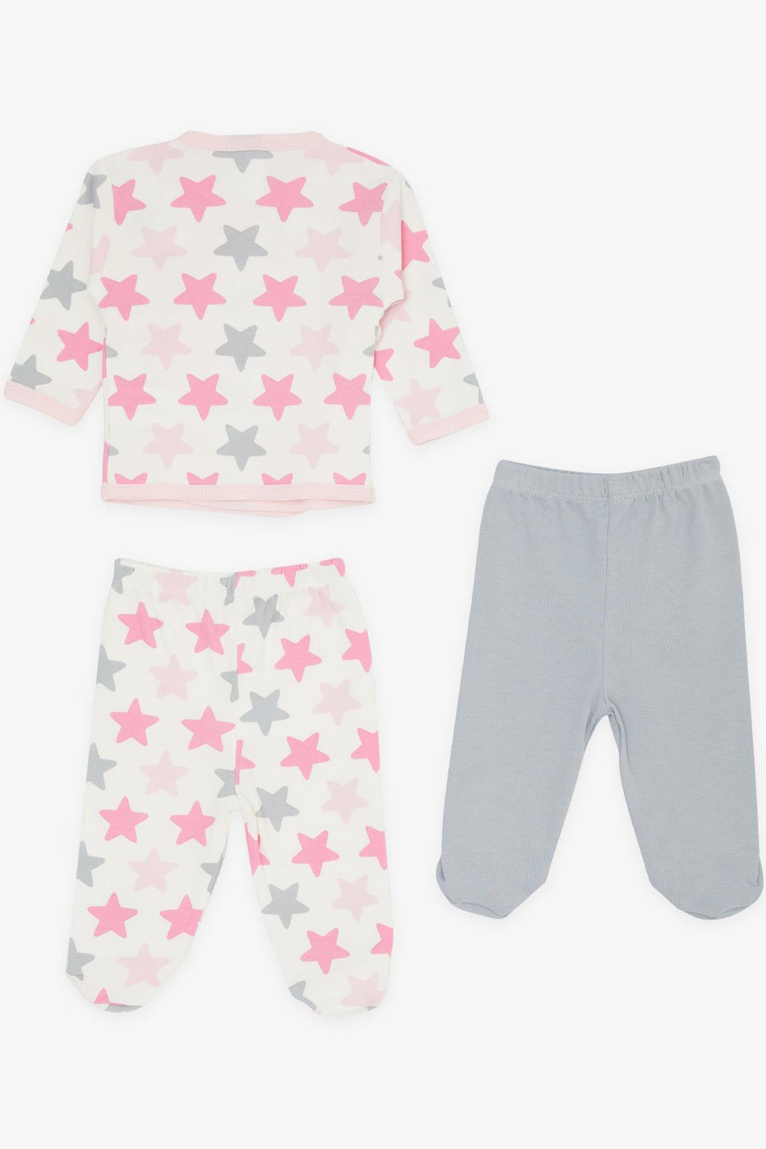 BRE Breeze Baby Girl Hospital Outfit 3-Piece Colorful Star Patterned 0-3 Months-4 Months, Ecru - East Providence