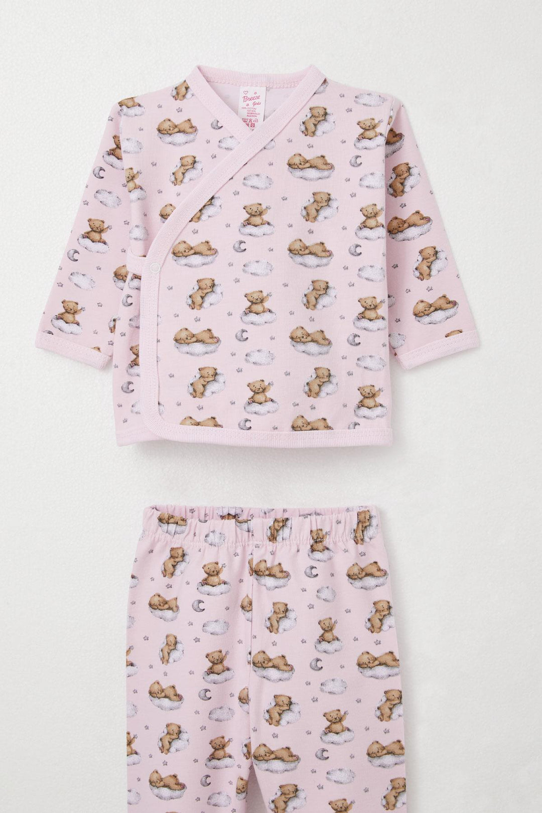 BRE Breeze Baby Girl Hospital Outfit 3-Piece Sleepy Bear Patterned 0-4 Months, Pink - Zoetermeer