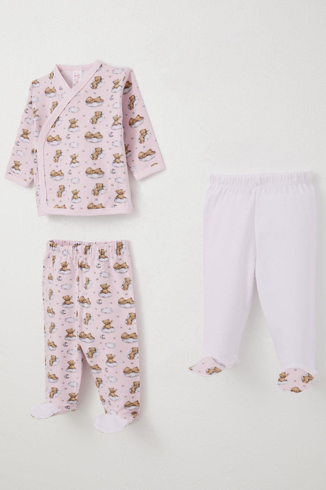 BRE Breeze Baby Girl Hospital Outfit 3-Piece Sleepy Bear Patterned 0-4 Months, Pink - Zoetermeer