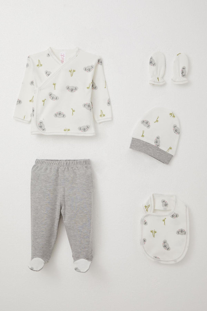 BRE Breeze Baby Girl Hospital Outfit 5 Piece Cute Koala 0-3 Months, White - Pejë