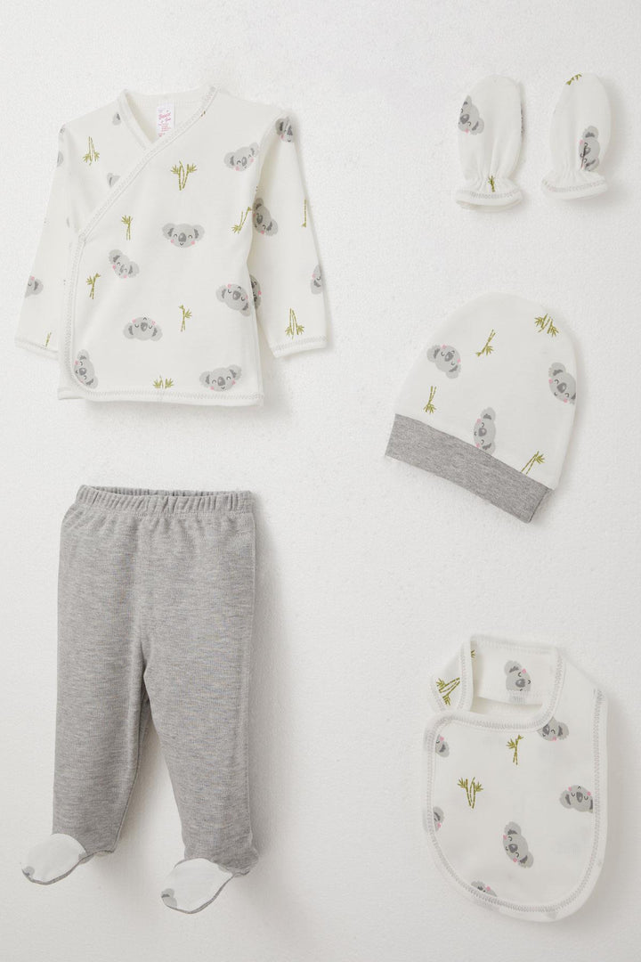 BRE Breeze Baby Girl Hospital Outfit 5 Piece Cute Koala 0-3 Months, White - Pejë