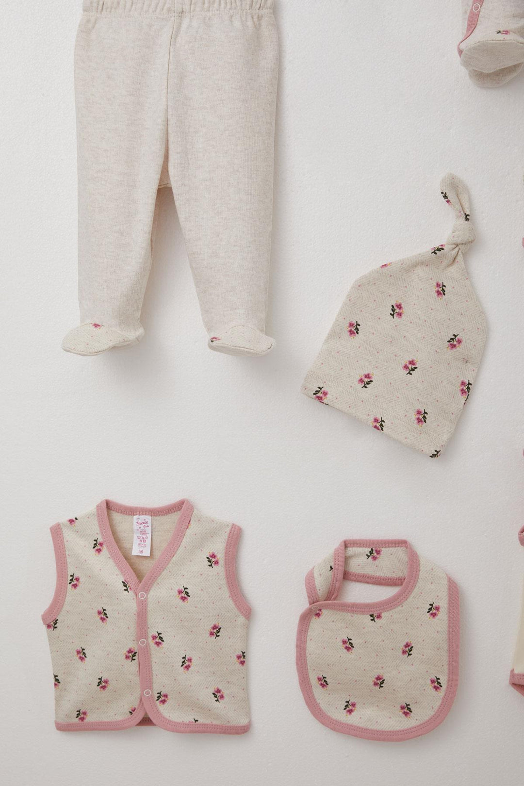 BRE Breeze Baby Girl 8 Piece Hospital Outfit Flower Patterned 0-3 Months, Beige Melange - Châlons-en-Champagne