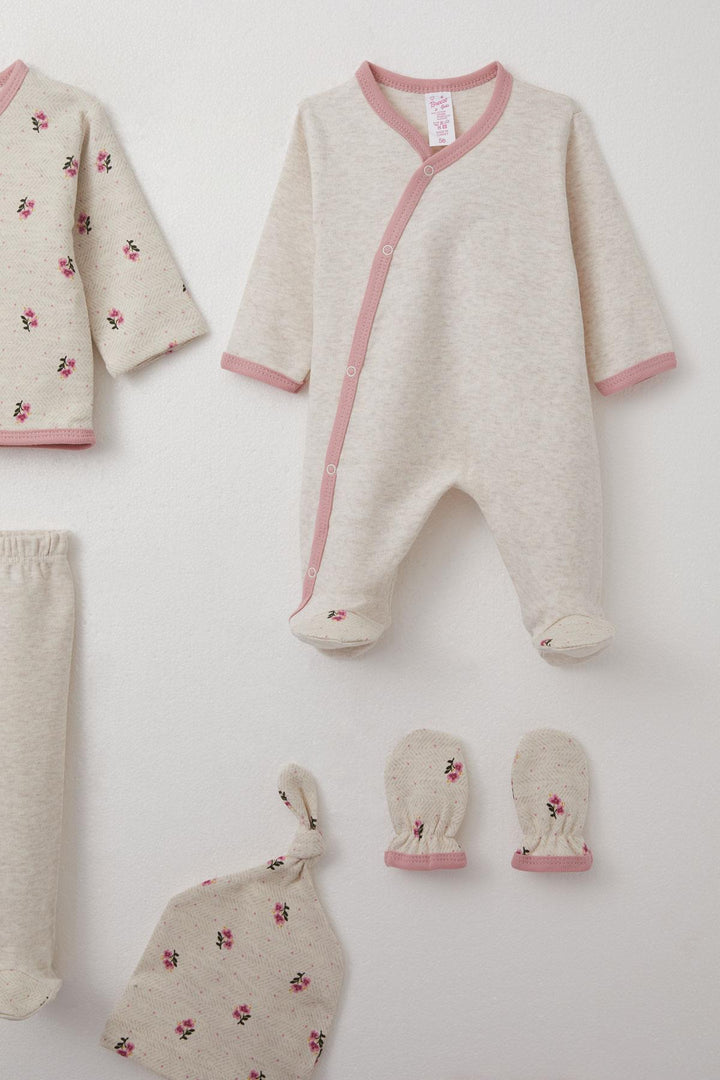 BRE Breeze Baby Girl 8 Piece Hospital Outfit Flower Patterned 0-3 Months, Beige Melange - Châlons-en-Champagne