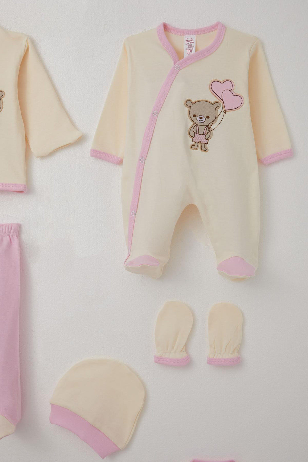 BRE Breeze Baby Girl Hospital Outfit 8 Piece Cute Bear Embroidered 0-3 Months, Cream - Granadilla de Abona