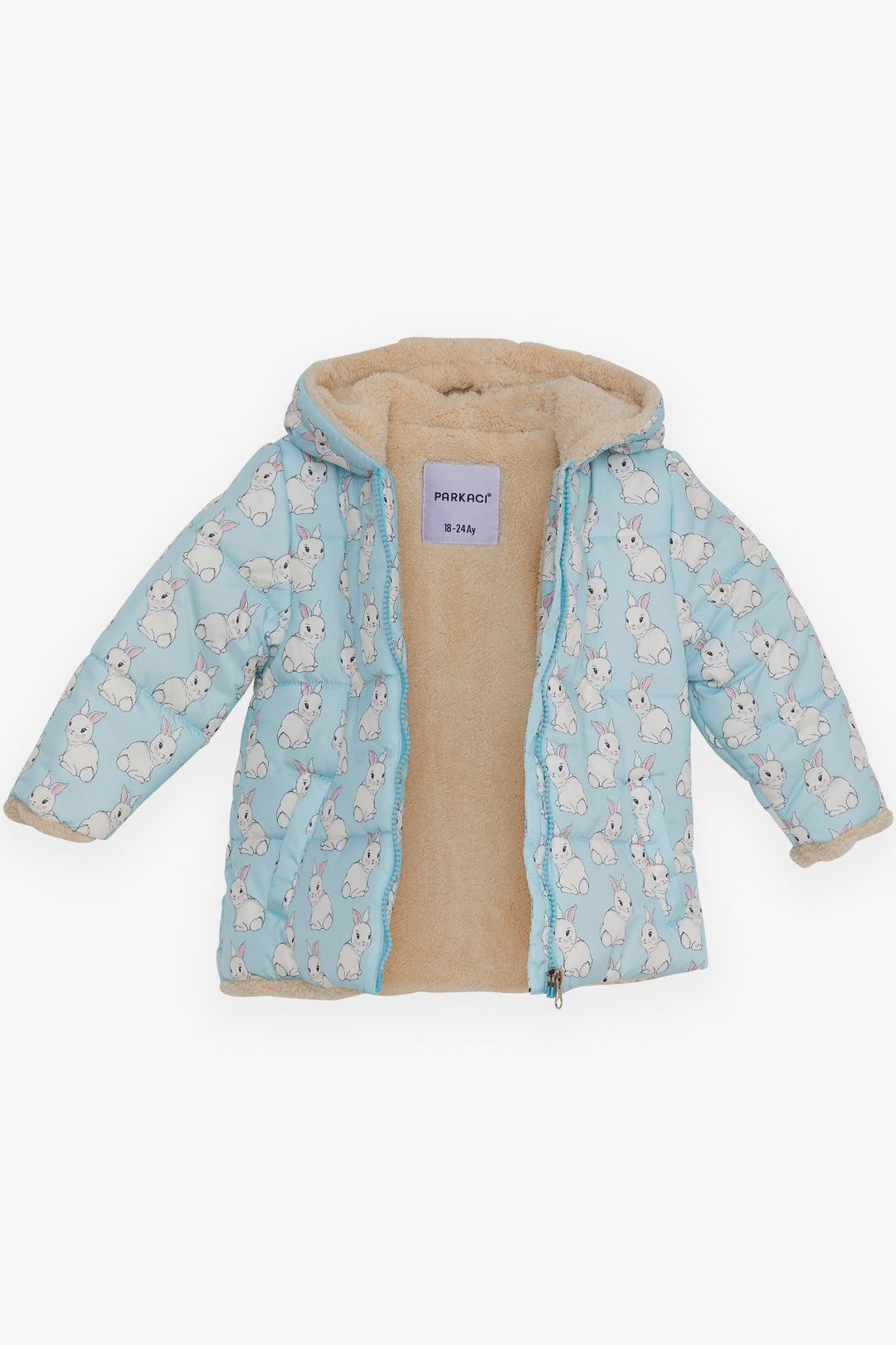 BRE Park Attendant Girl Baby Coat with Bunny Pattern 6 Months-2 Years, Baby Blue - La Quinta