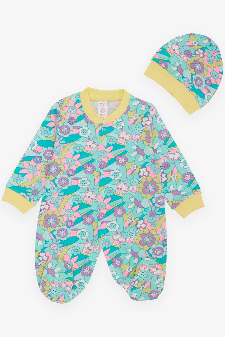 Bree Exe Beeze Baby Girl Romper с носками весна тематическая цветочный рисунок 0-6 месяцев, Aqua Green - Torreón