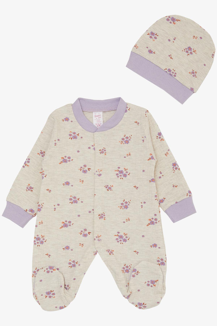 Bree Exe Beeze Baby Girl Romper с носками цветочный рисунок 0-6 месяцев, бежевый Melange - Goslar