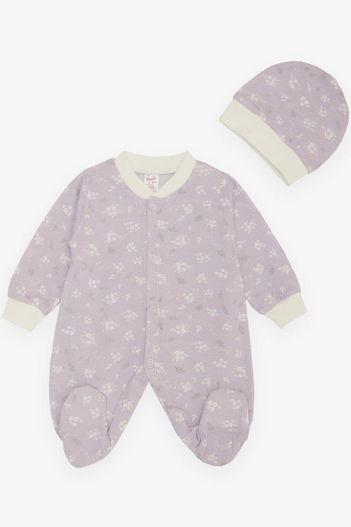 BRE Breeze Baby Girl Romper with Socks Flower Patterned 0-6 Months, Light Lilac - Salinas Victoria