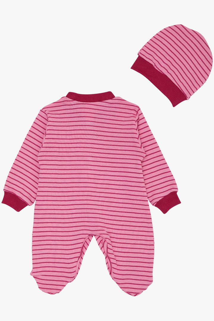 BRE Breeze Baby Girl Romper with Socks Striped 0-6 Months, Pink - Plainfield