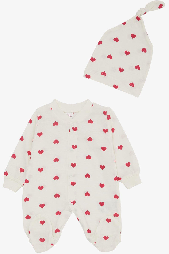 BRE Breeze Baby Girl Romper with Socks Heart Patterned 0-6 Months, Ecru - Laindon